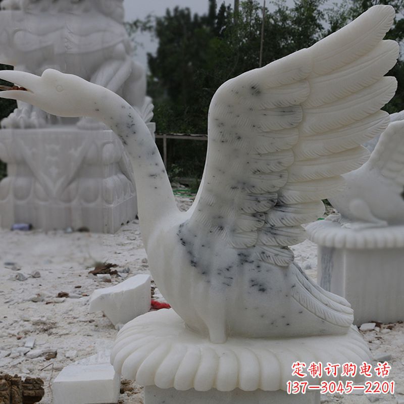 运城汉白玉天鹅石雕,精美绝伦,令人叹为观止