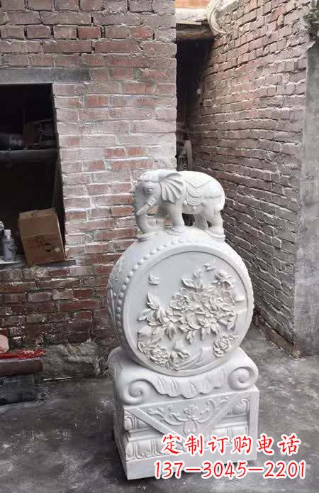 运城汉白玉小象抱鼓石雕塑之美