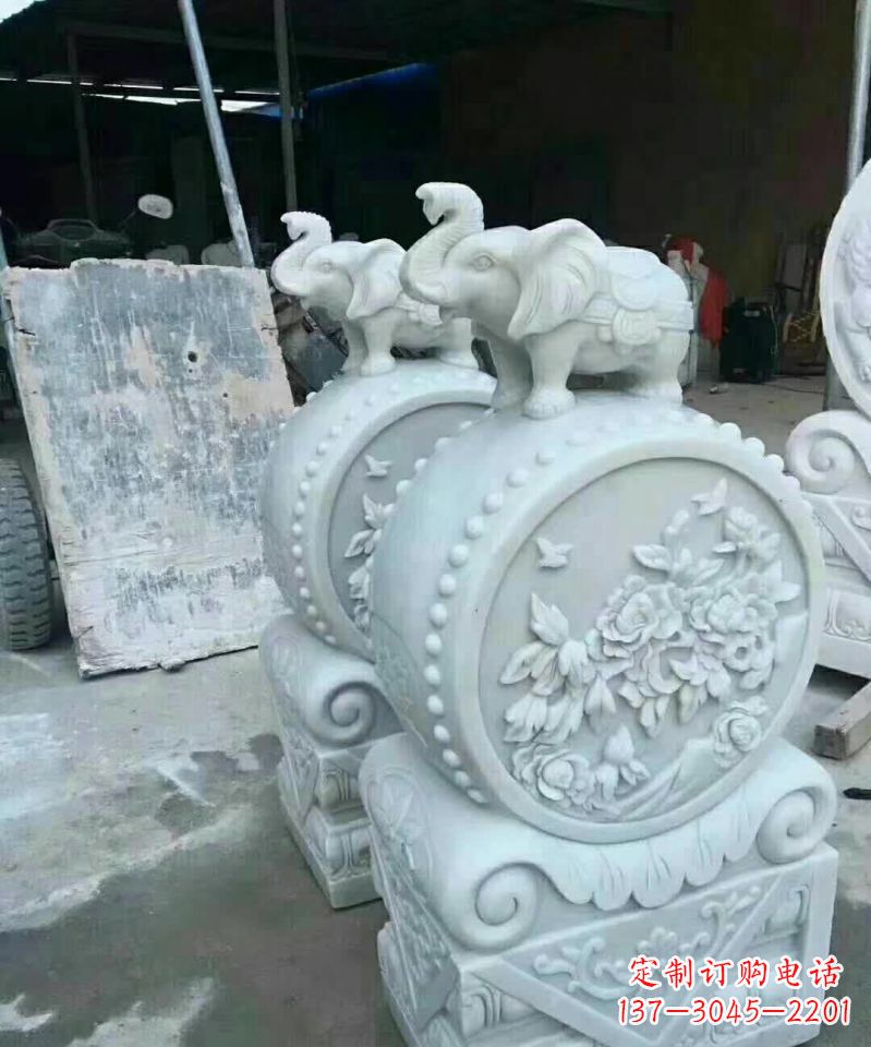 运城白玉小象抱鼓陪你度过每一天