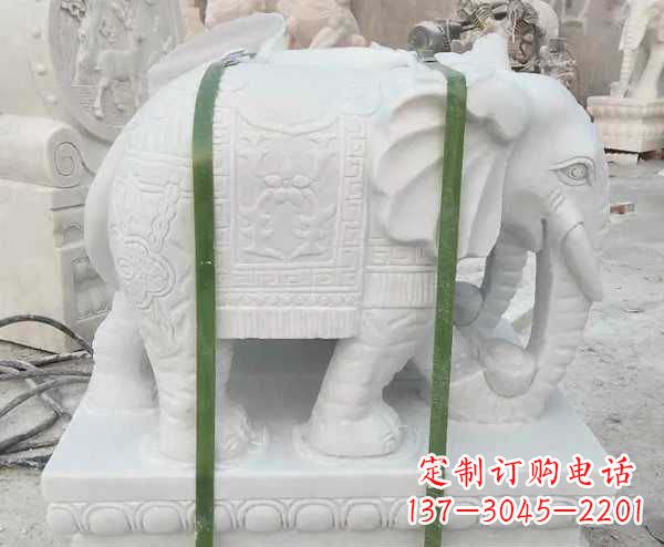 运城瑞气四溢的汉白玉招财大象雕塑