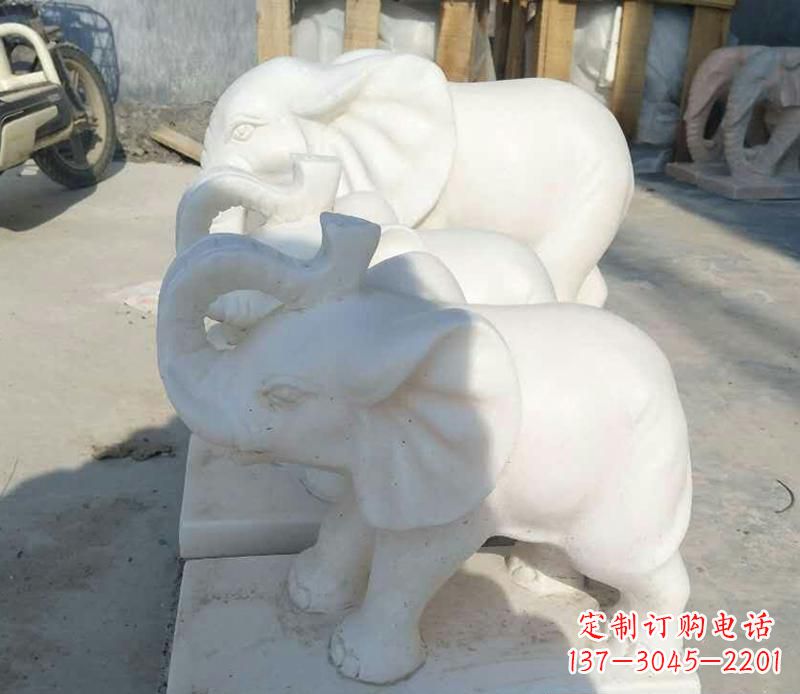 运城高端汉白玉招财小象雕塑