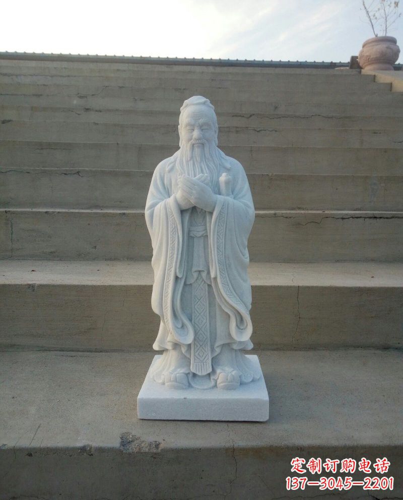 运城汉白玉孔子石雕,雕刻传承千百年文明