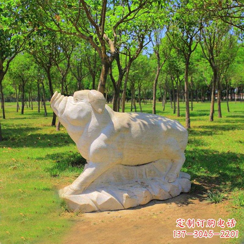 运城传统十二生肖精美手工猪石雕动物雕塑