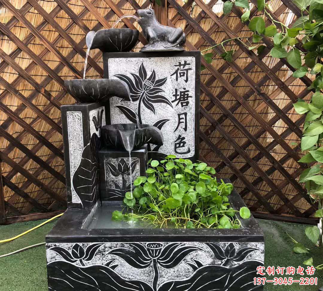 运城荷塘月色景观石雕喷水池