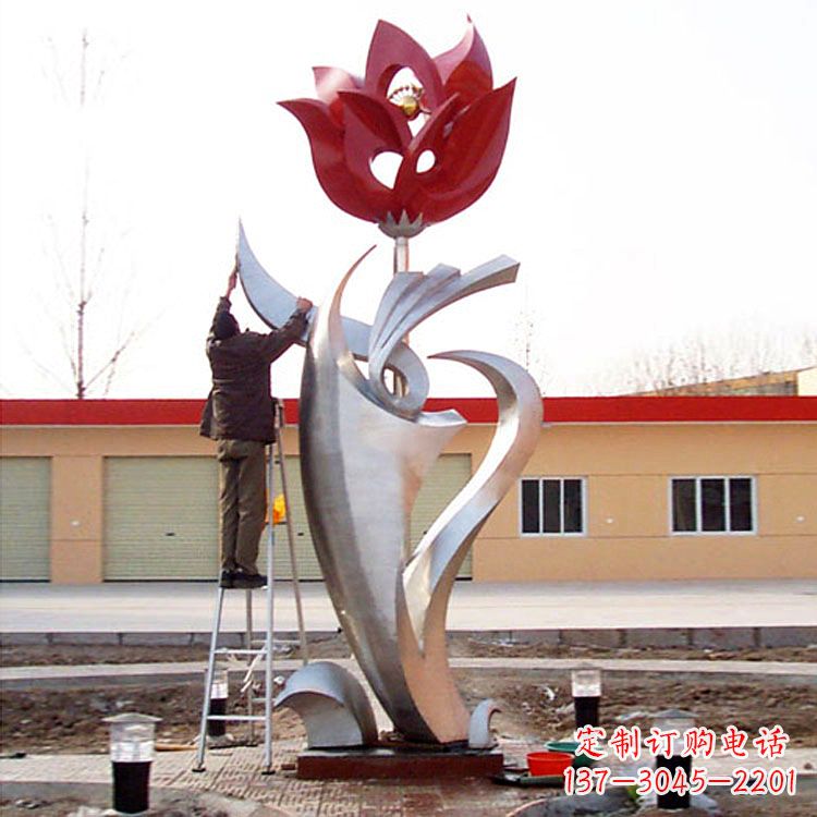 运城高端定制玫瑰花不锈钢大型雕塑