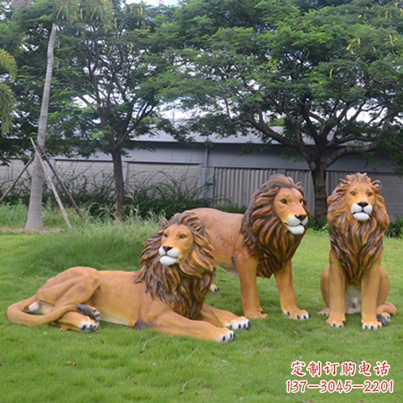 运城把公园里的斗勇气释放出来--领雕金刚户外仿真狮子雕塑