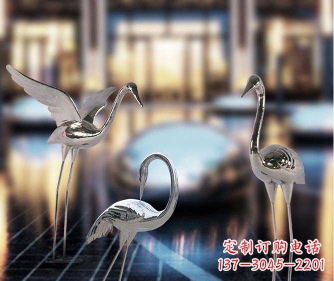 运城精致镜面不锈钢仙鹤雕塑