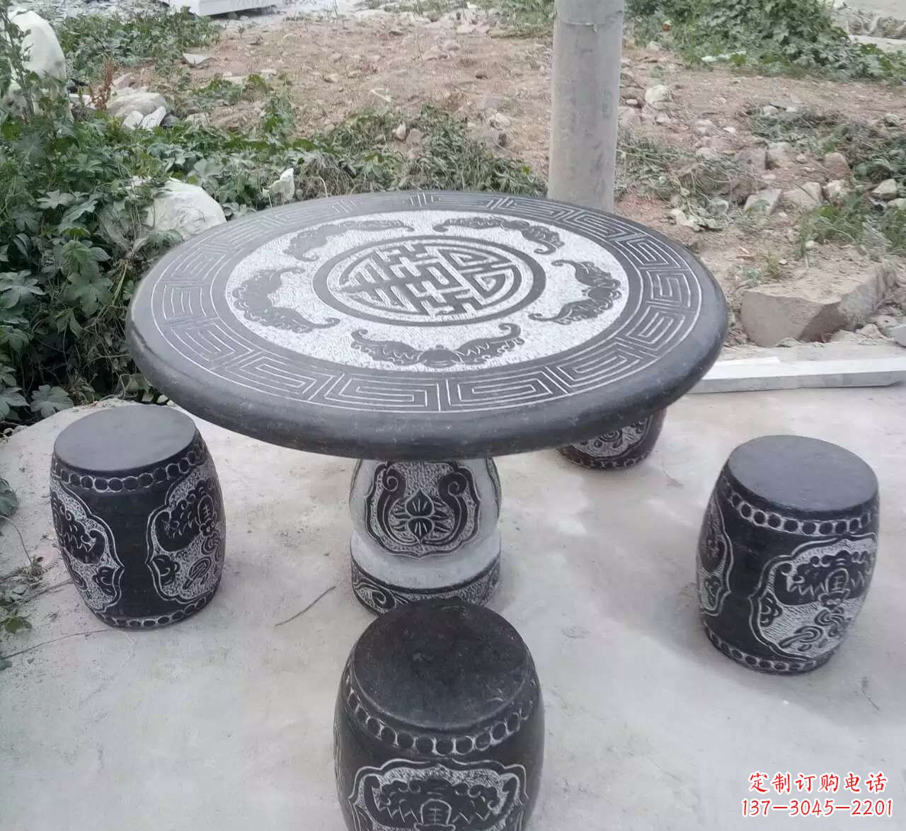 运城艺术化的室外石桌凳雕塑
