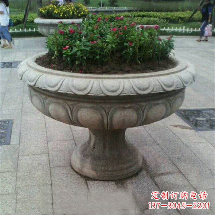 运城中领雕塑:精美花岗岩公园石雕花盆