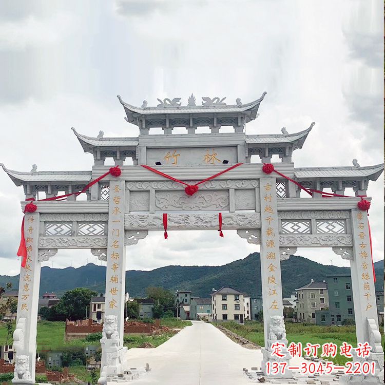 运城花岗岩三门石牌坊雕塑