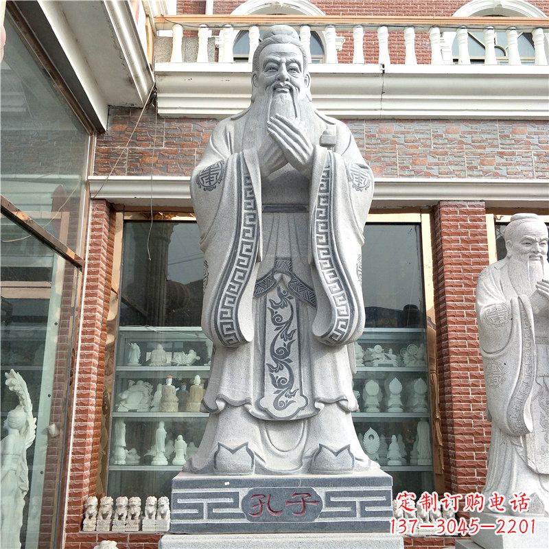 运城花岗岩石雕校园孔子雕像