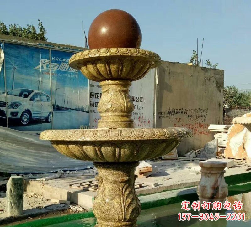 运城精美花岗岩双层风水球雕塑