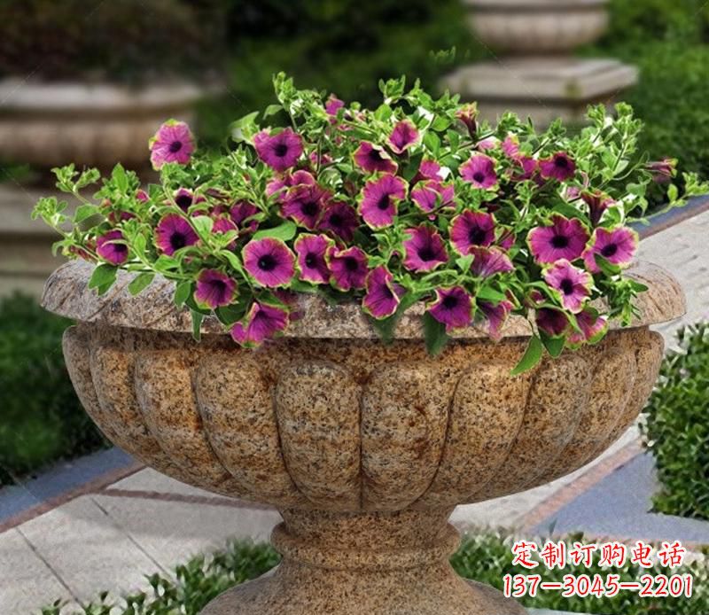运城花岗岩小区景观花盆雕塑,添彩美化景观