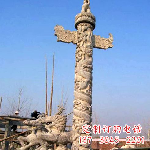 运城象征古老华夏文化的华表柱子雕塑