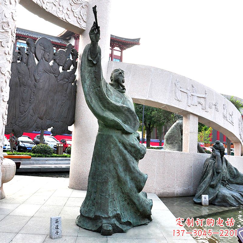 运城中领雕塑：仿古吴道子铜雕像