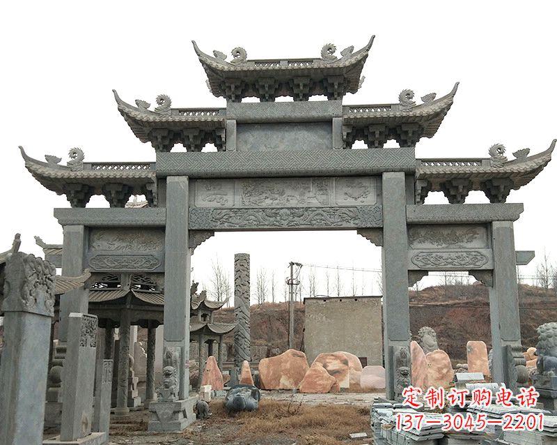 运城黄冈石雕牌坊--专业定制牌坊雕塑