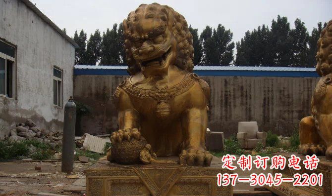 运城黄铜狮子雕塑,让您的空间更加华贵
