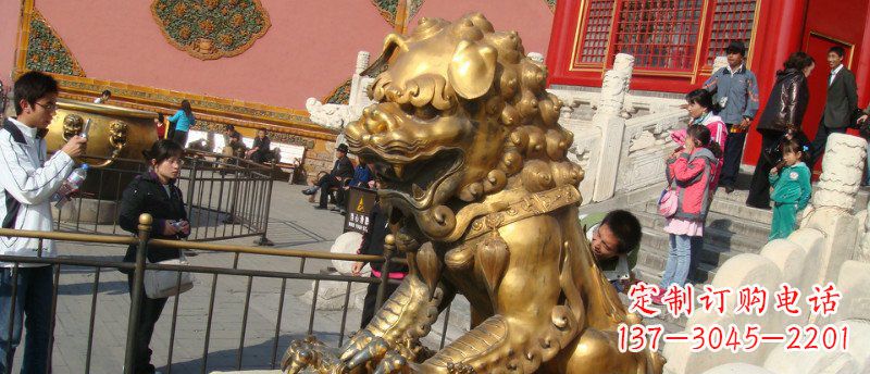 运城黄铜狮子雕塑,展现故宫魅力