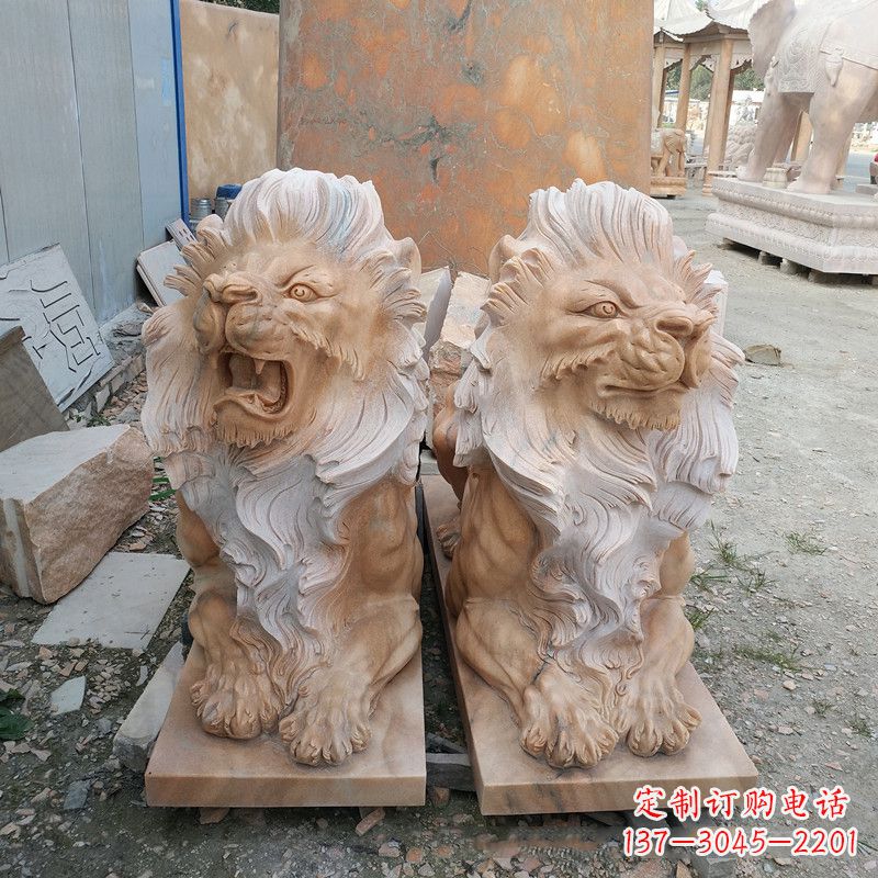 运城风格多样的狮子雕塑