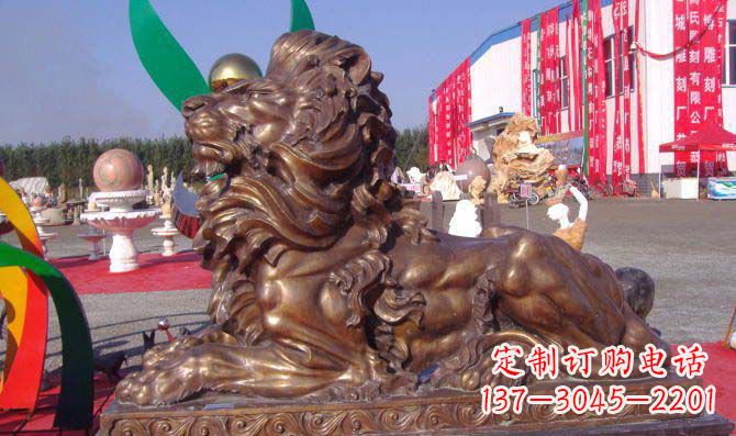 运城汇丰西洋狮子铜雕,精美华贵