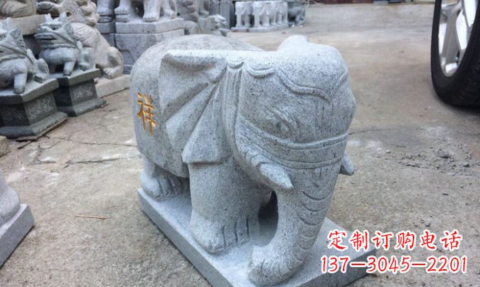 运城中领雕塑-大象门口石雕