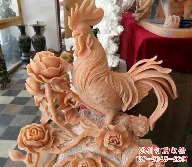 运城国家元素:吉祥如意公鸡石雕