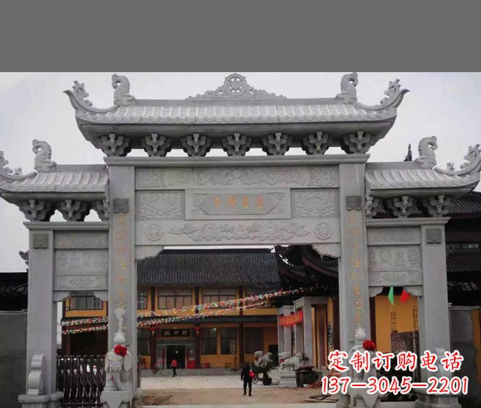 运城专业街边道路三门石牌坊雕塑制作