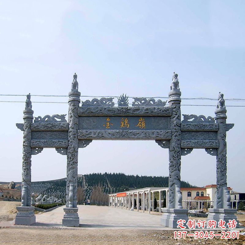 运城金鸡岭景区石雕牌坊特色雕塑定制