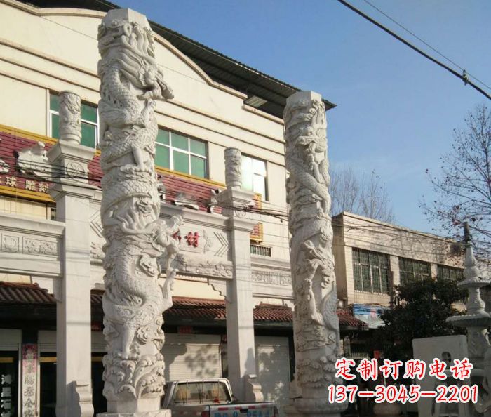 运城汇聚古灵神韵的大理石龙柱雕塑