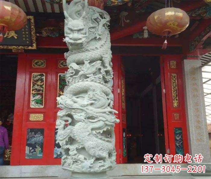 运城精美的大理石龙柱雕塑