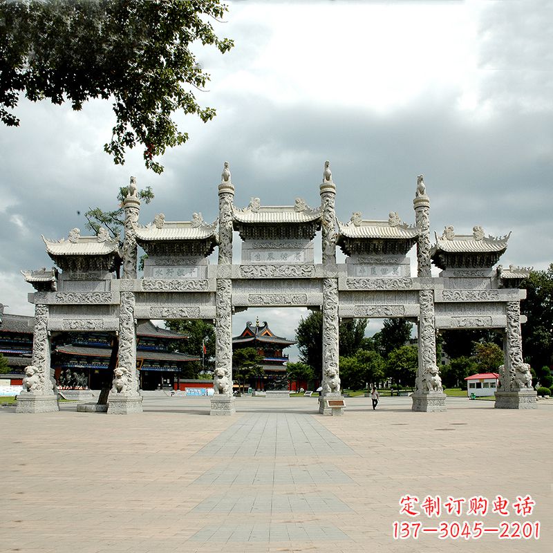 运城精美五门石牌坊雕塑定制