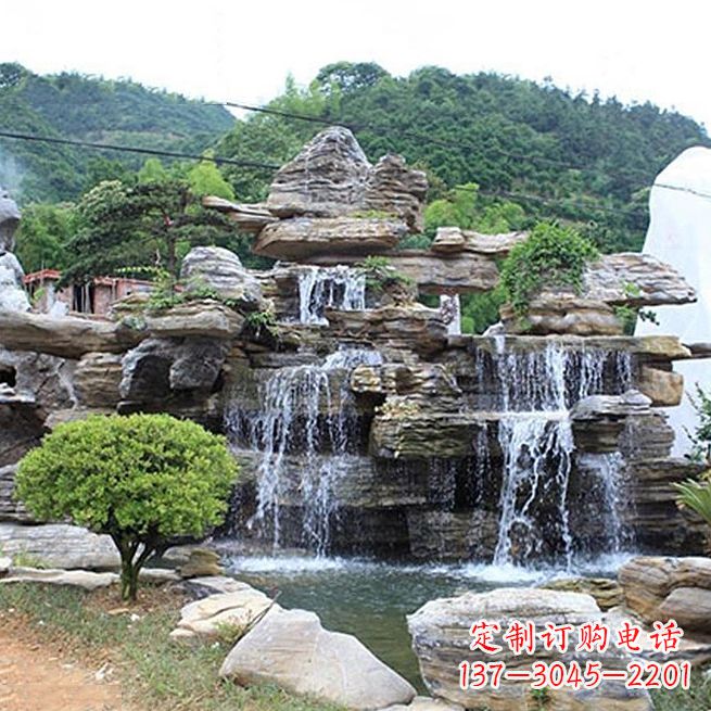 运城领雕塑让您的景区更精彩——奇石流水假山雕塑
