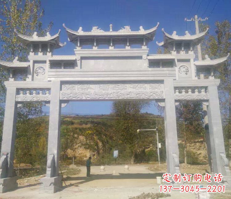 运城中领雕塑:精雕制作仿古石牌坊石雕