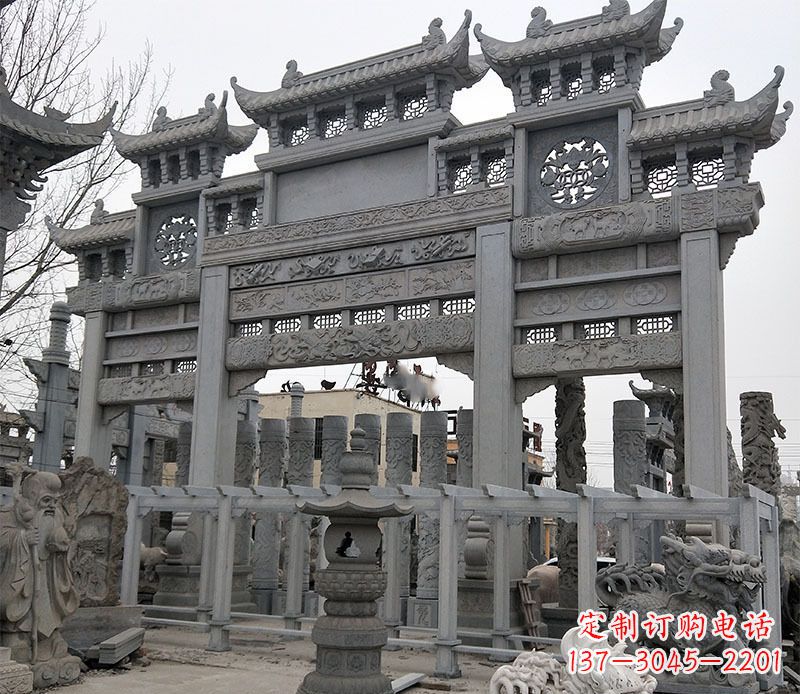 运城京中领雕塑:牌坊石雕定制