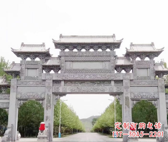 运城三门石雕牌坊,独具特色的地标雕塑