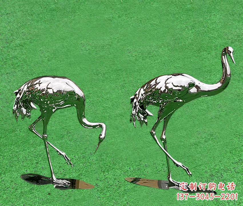 运城精美镜面不锈钢动物鹤雕塑