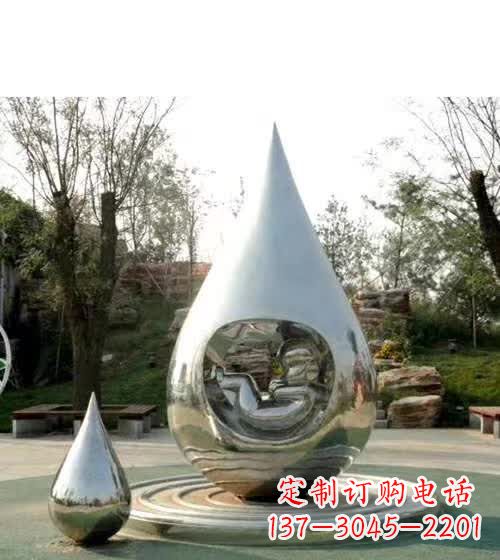 运城镜面不锈钢水滴雕塑,精致灵动,描绘出美好生活