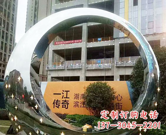 运城让您的空间脱颖而出!时尚镜面不锈钢圆环景观雕塑