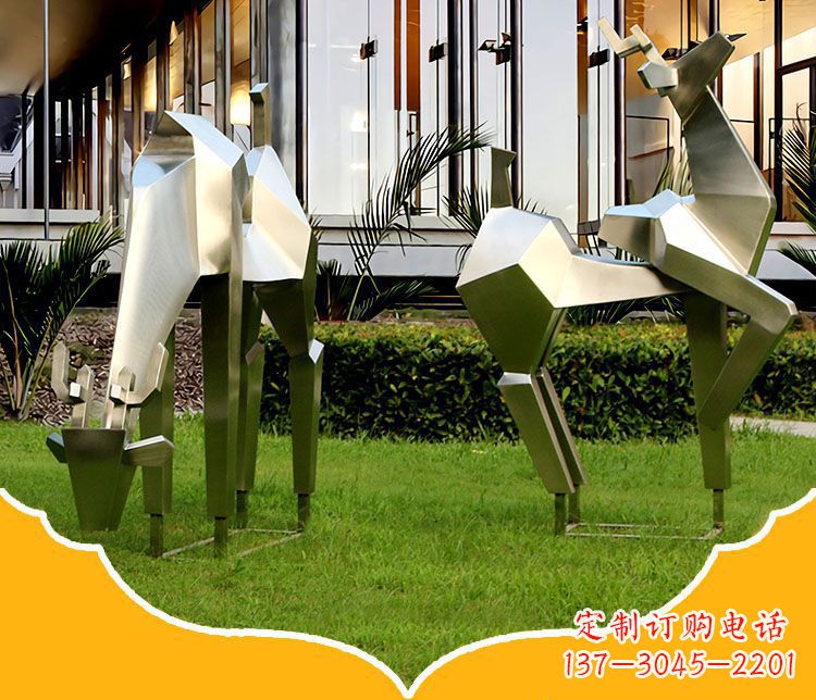 运城镜面福鹿不锈钢雕塑