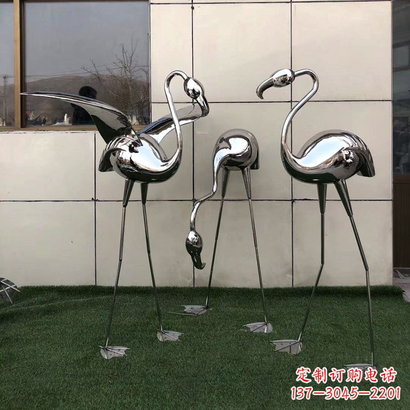 运城魅力传递,不锈钢仙鹤雕塑