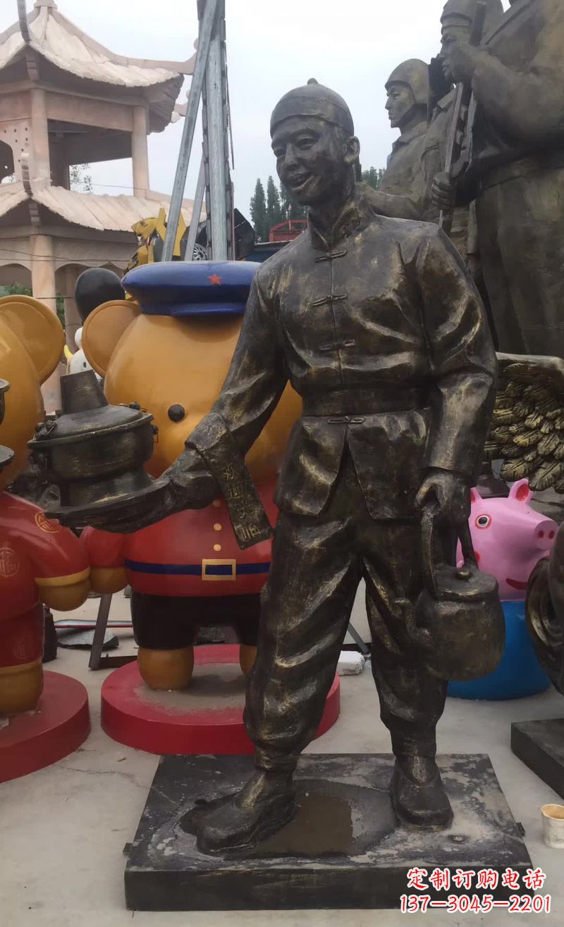 运城专业定制酒店店小二铜雕