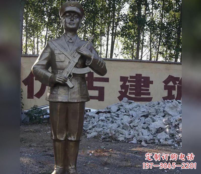 运城精美纪念,战士铜雕——中领雕塑