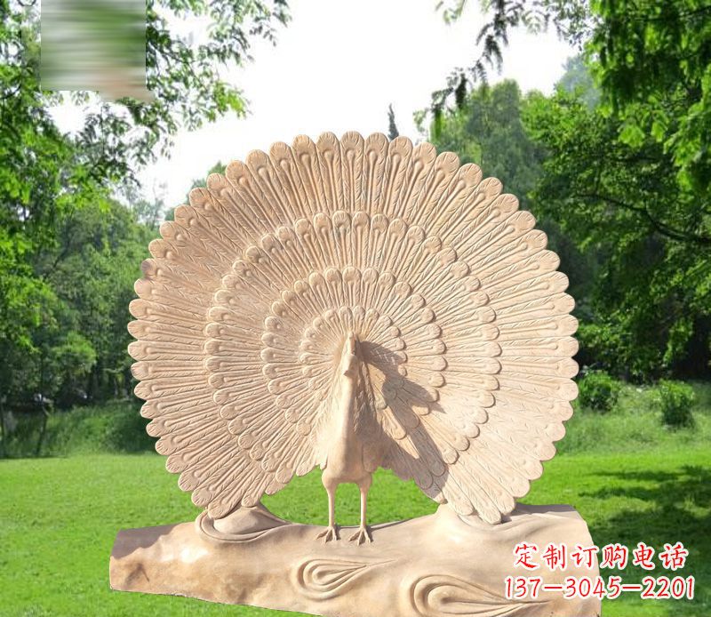 运城欣赏孔雀美感的石雕公园雕塑