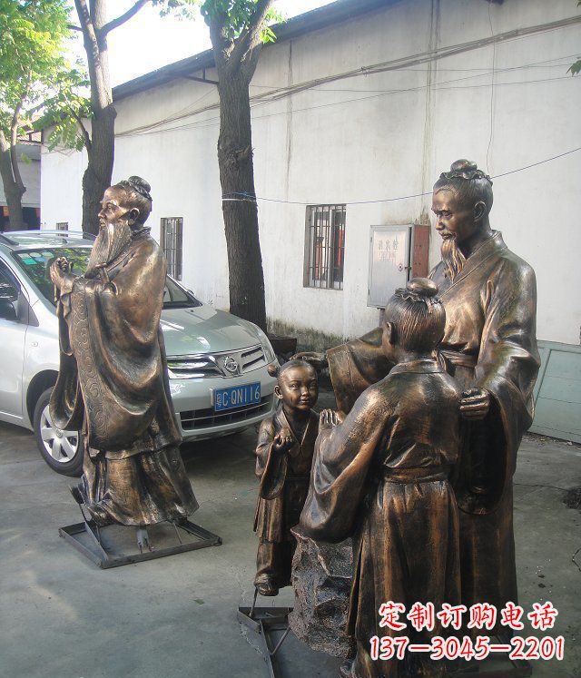 运城孔融让梨雕塑,创造出完美的校园景观
