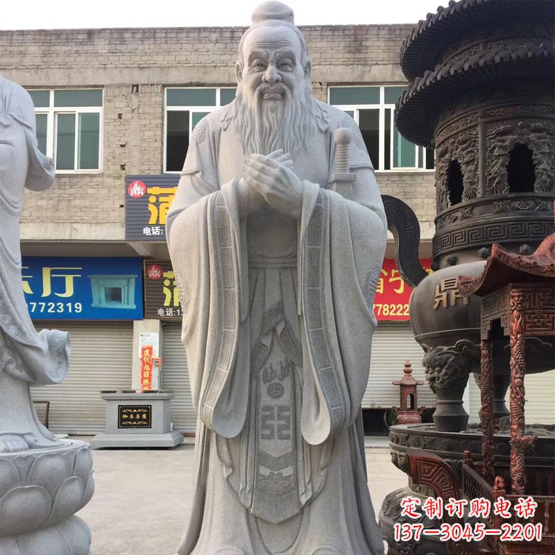 运城传承古典,精美绝伦的孔子石雕头像
