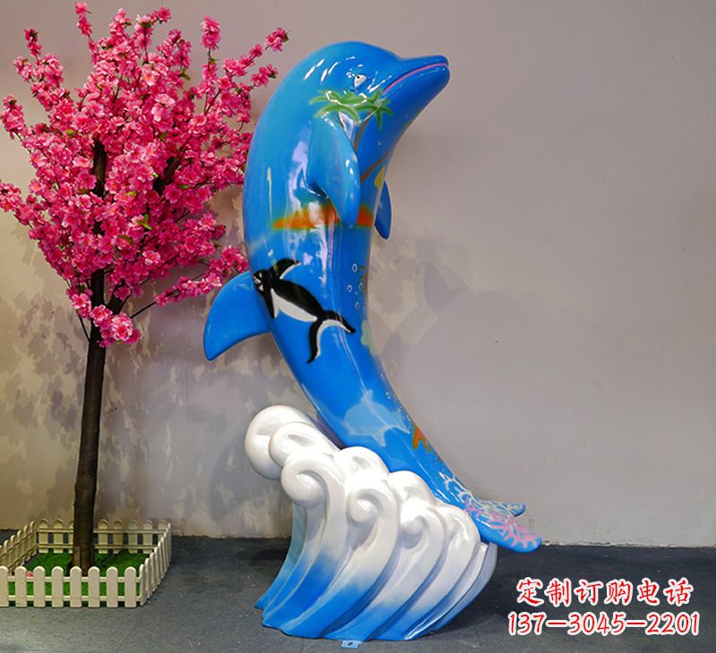 运城蓝色海豚彩绘雕塑,装点您的园林景观