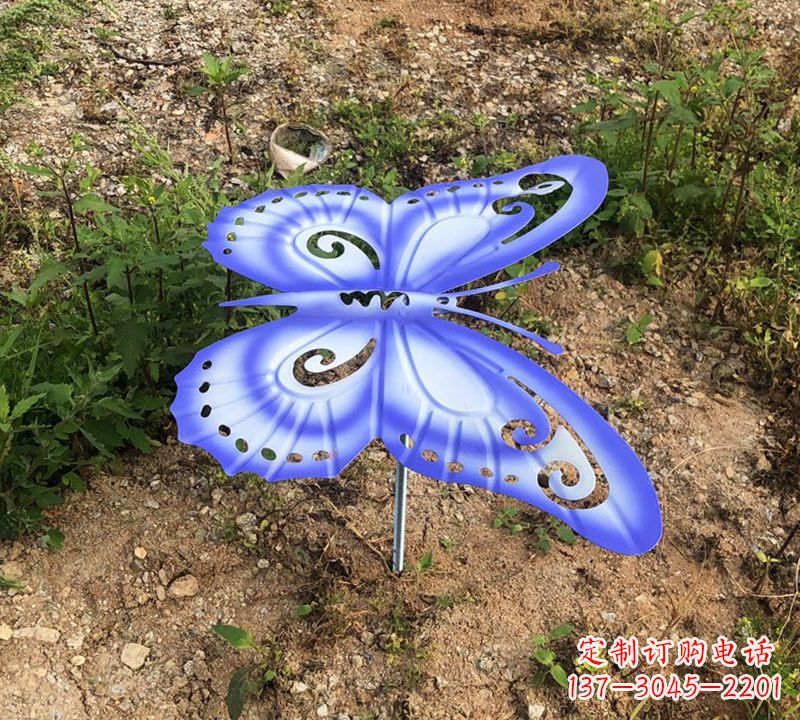 运城蓝紫色不锈钢蝴蝶雕塑