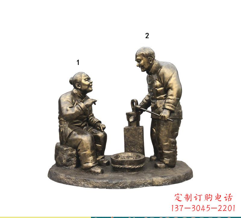 运城质朴传神的老人铜雕