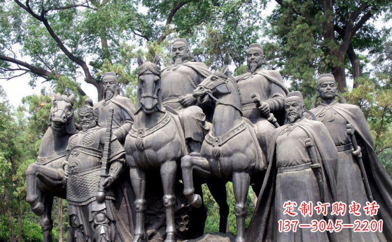 运城李世民领兵名人铜雕,永久流传霸业辉煌