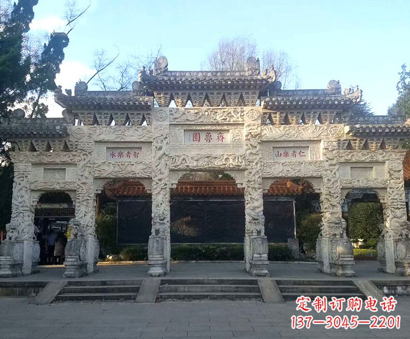 运城传承石雕牌坊楼,领雕塑带来您极致定制